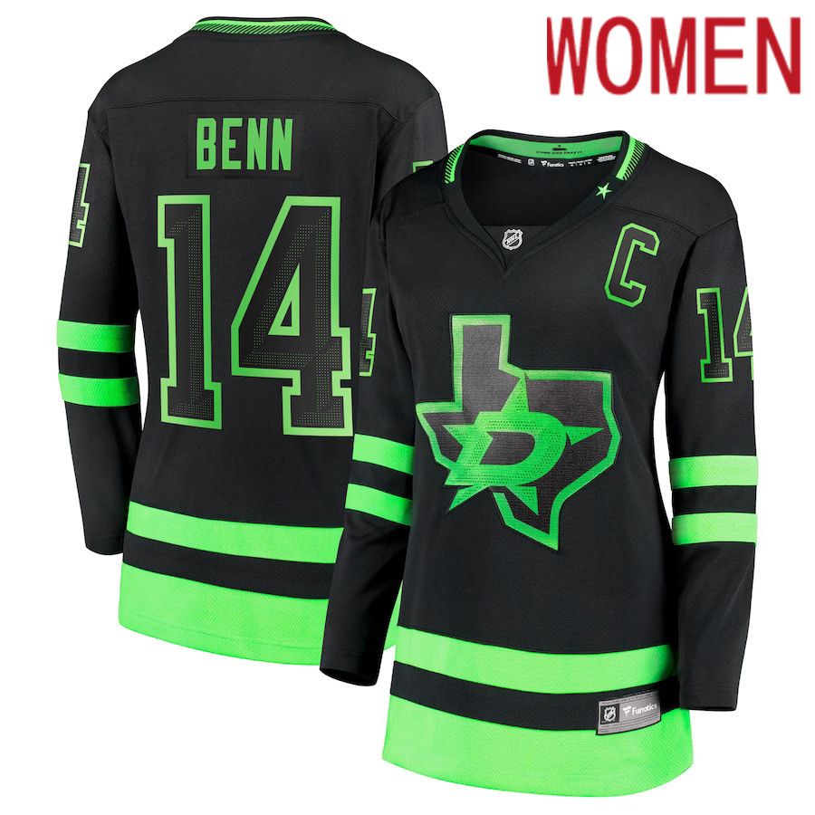 Women Dallas Stars 14 Jamie Benn Fanatics Branded Black Alternate Premier Breakaway Player NHL Jersey